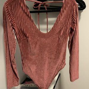 Light pink, Velvet ribbed bodysuit